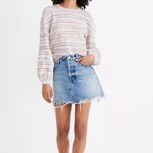 Madewell Bubble Sleeve Crop Top in Rainbow stripe